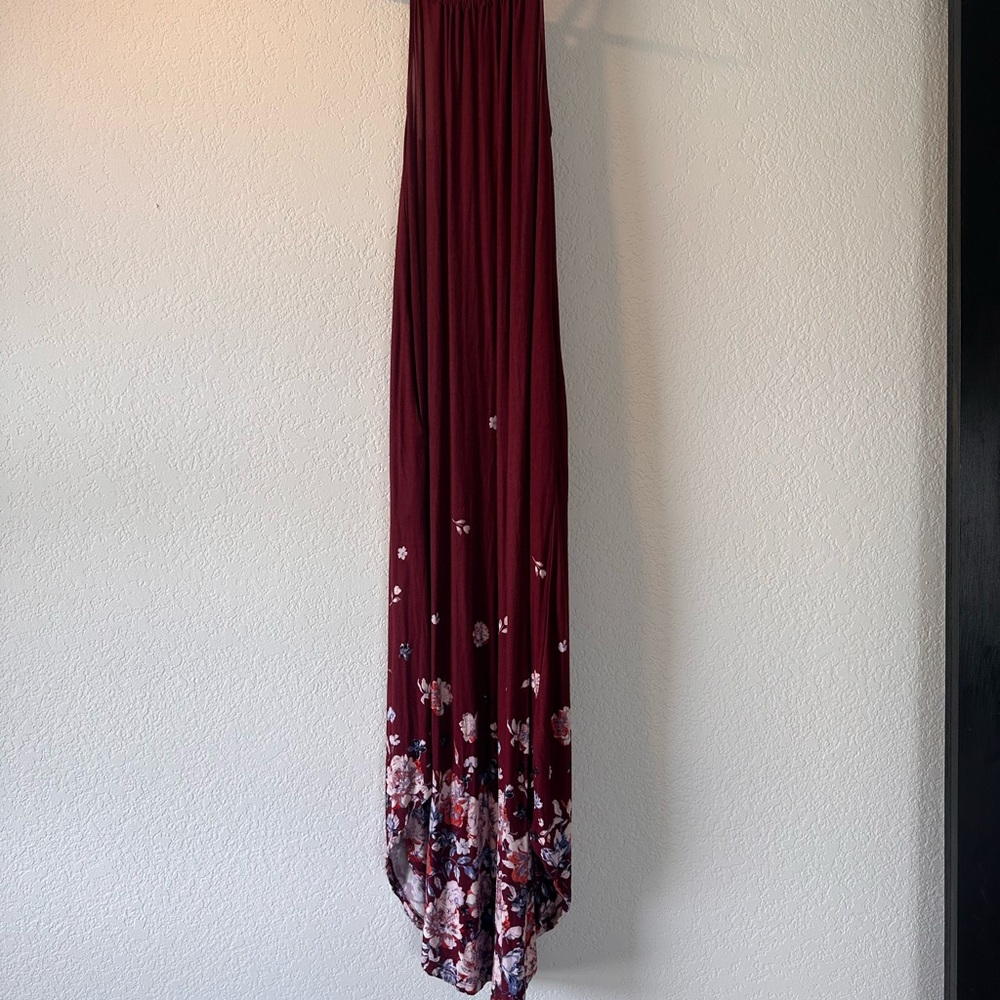 Maurices Burgundy Floral Maxi Dress